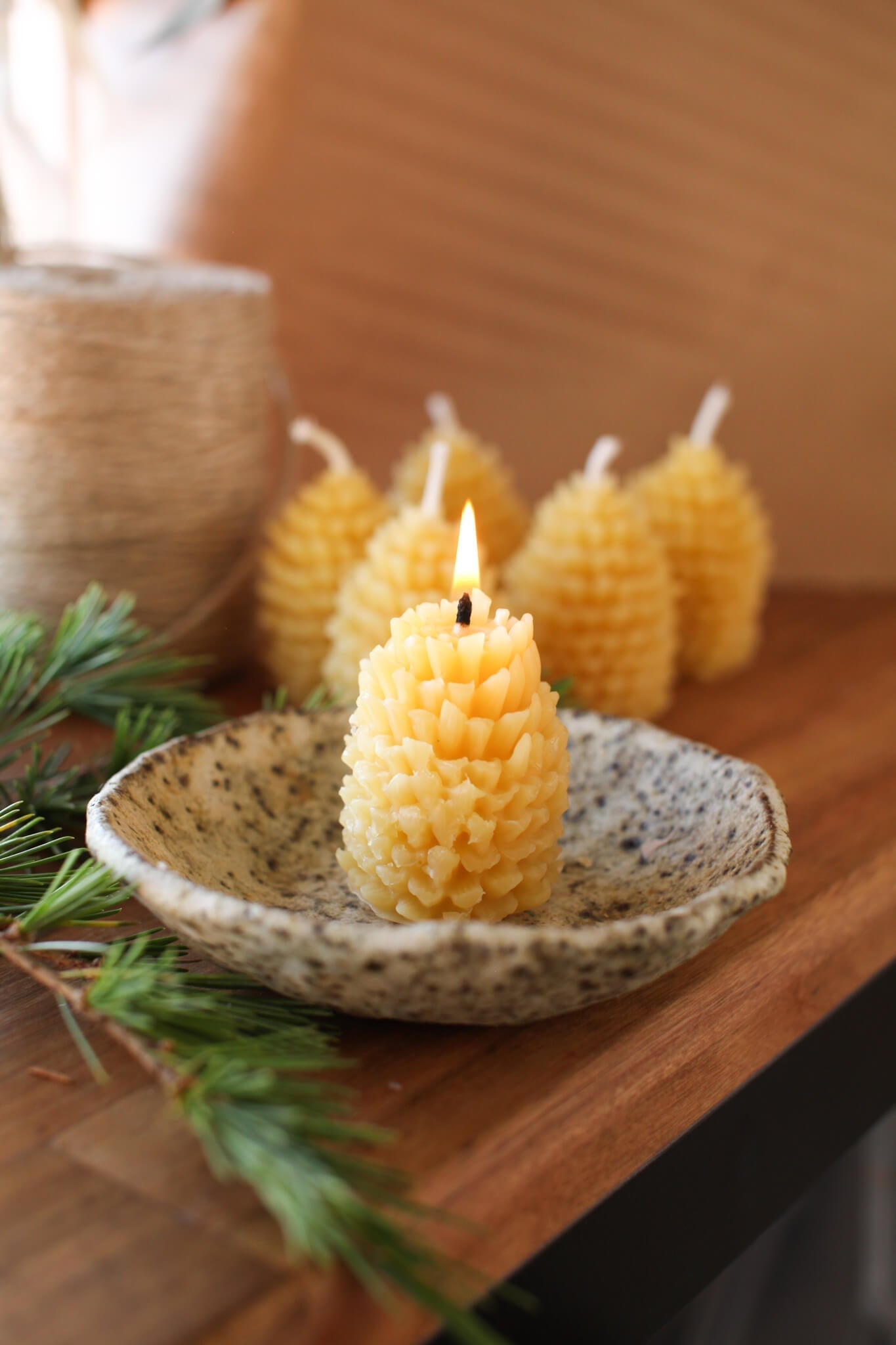 Beeswax pine cone candles - Bee Native