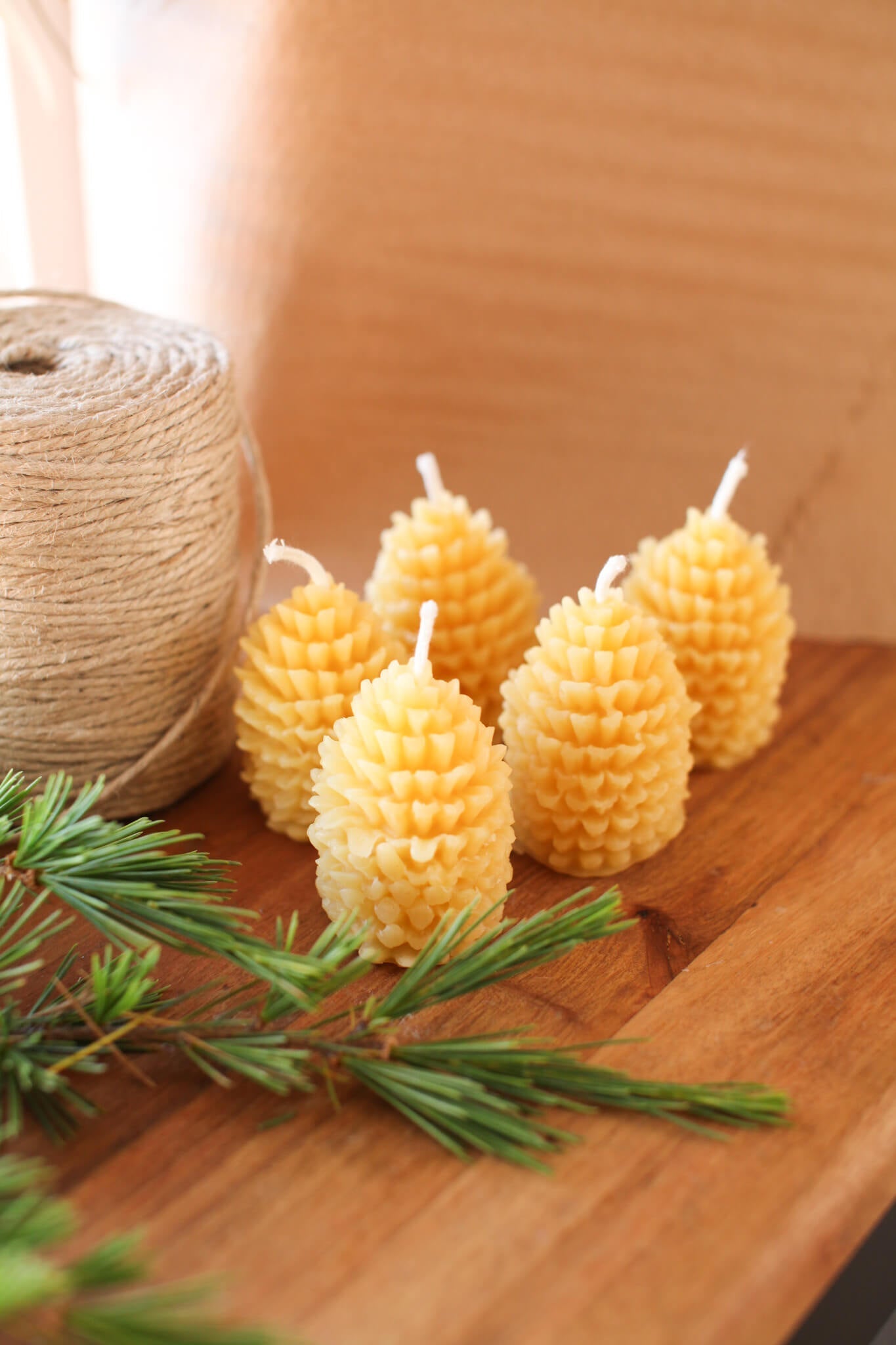 Beeswax pine cone candles - Bee Native