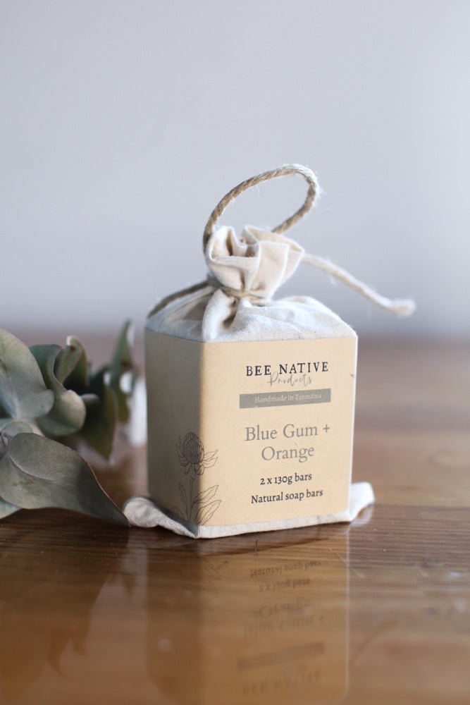 Cotton gift bag - two bars of natural soap - Bee Native