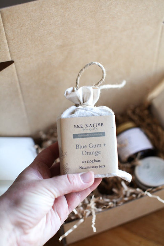 Cotton gift bag- two bars of natural soap - Bee Native